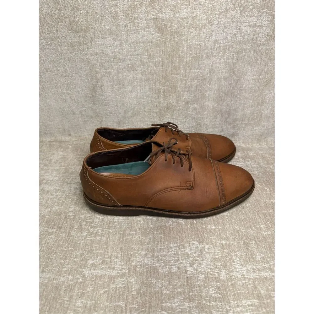 Sebago Men's Leather Cap Toe Lace Up Oxford Derby Dress Shoes Brown Size 11